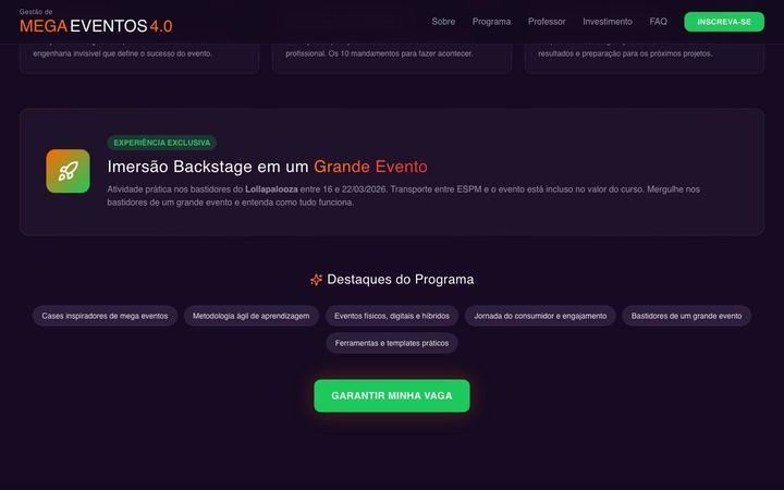 O programa e a imersão em destaque