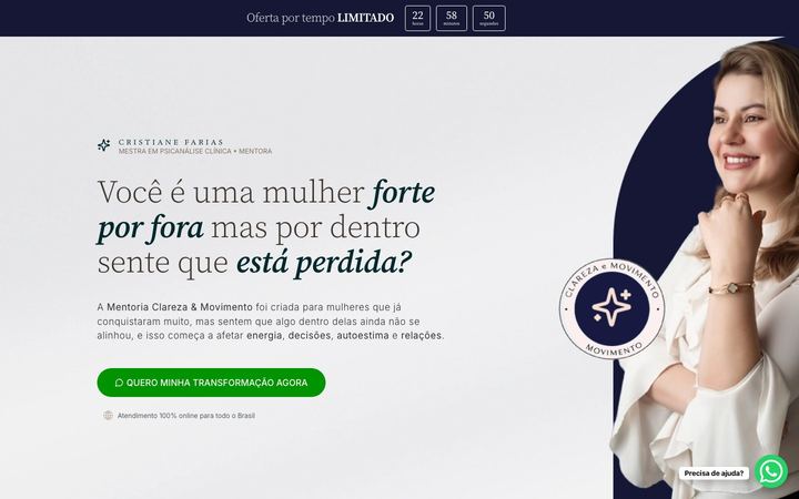 Página inicial do projeto Mentoria Clareza & Movimento