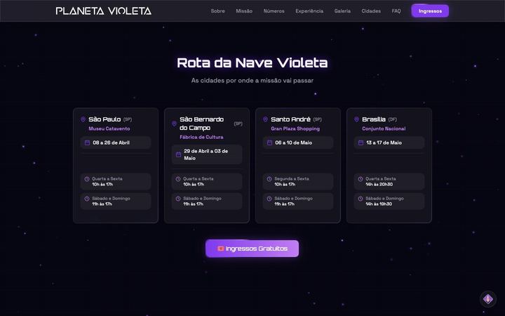 Cidades e ingresso à vista
