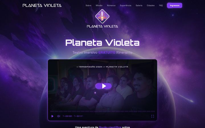 Página inicial do projeto Planeta Violeta