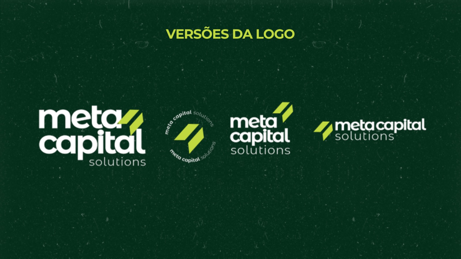 As quatro versões da logo em fundo verde escuro