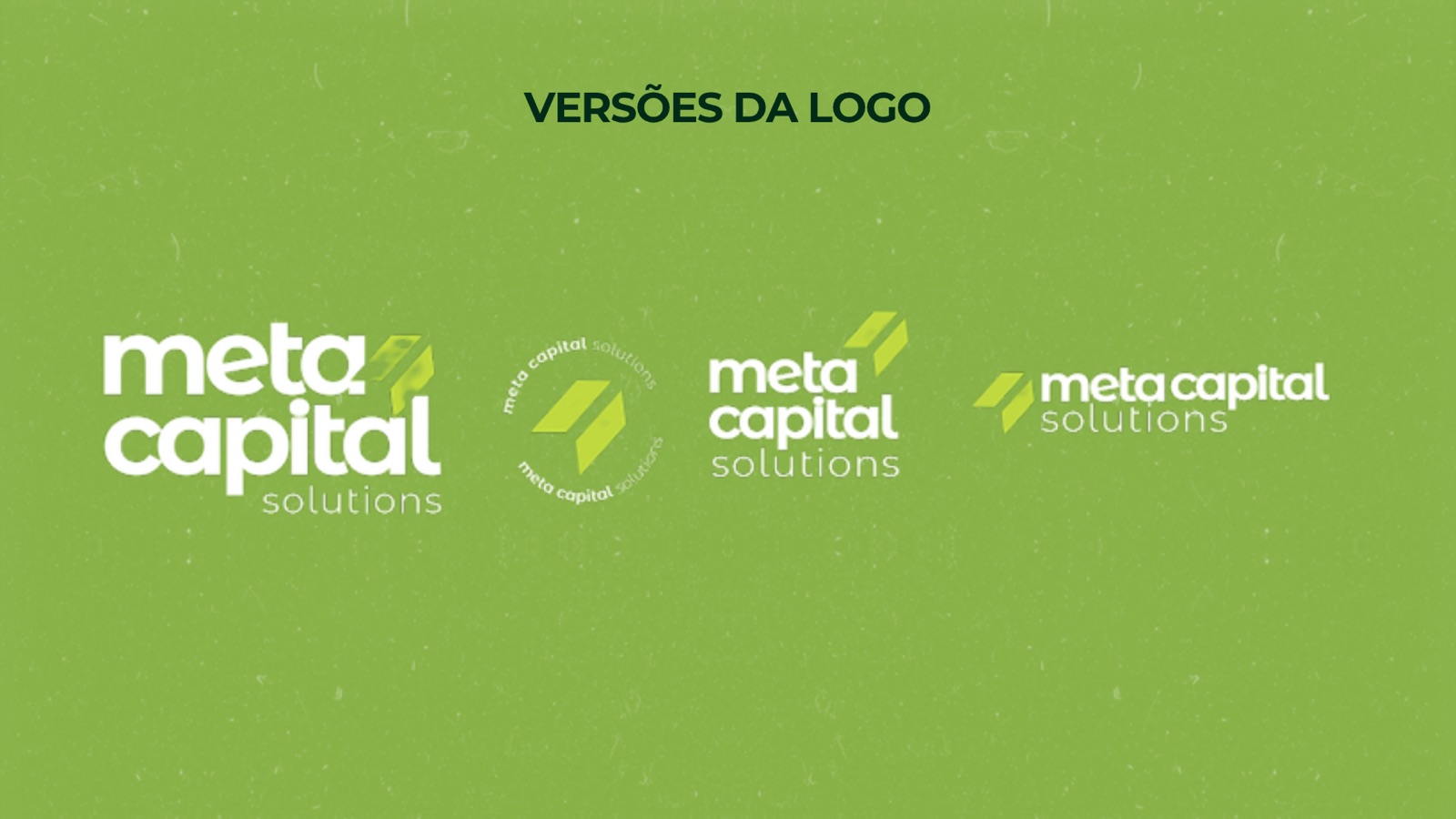As quatro versões da logo em fundo verde