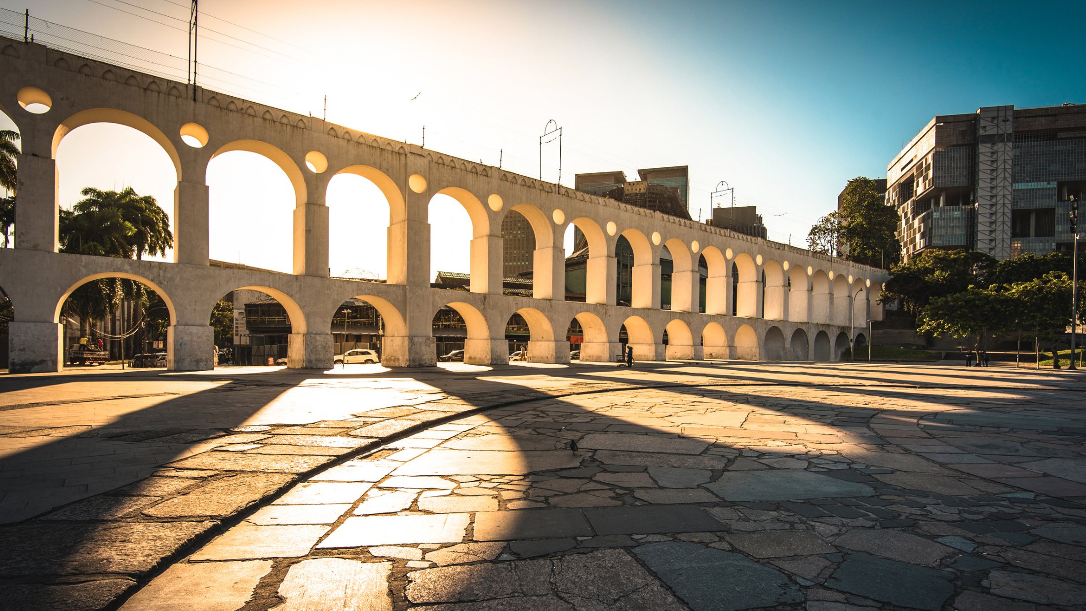 Arcos da Lapa ao fim da tarde, no Rio de Janeiro