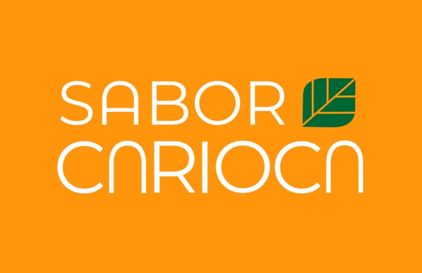 Logo horizontal em branco sobre fundo laranja
