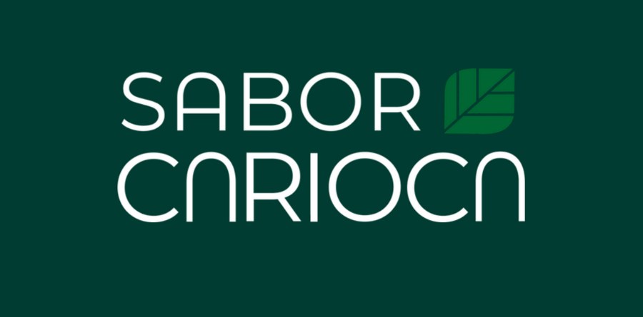 Logo horizontal em branco sobre verde escuro