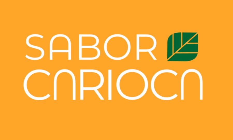Logo horizontal em branco sobre laranja claro